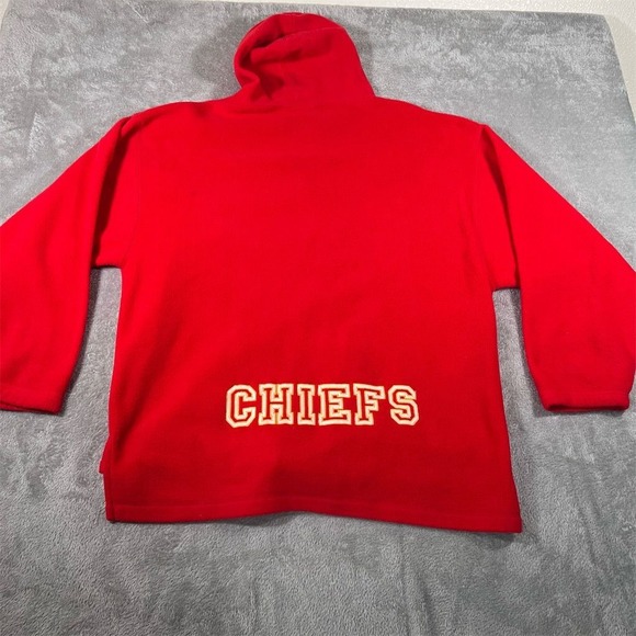 VTG Kansas City Chiefs Hoodie Men Large Red The Edge Fleece Full Zip Embroidered - Picture 3 of 7
